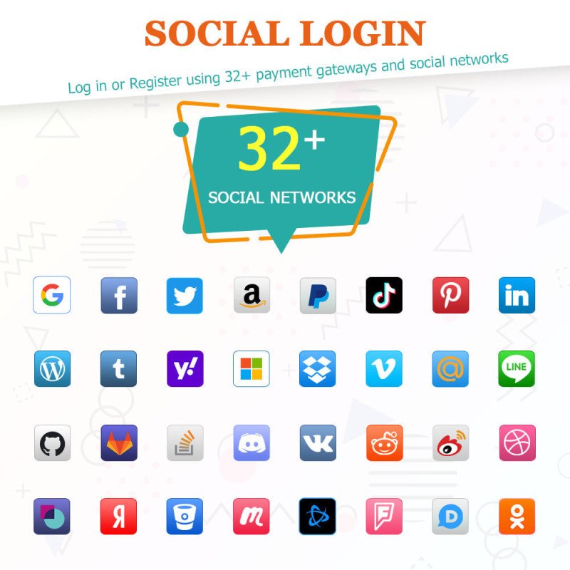 Social Login - Google, Facebook, Tiktok, X, Amazon Social Login - Google, Facebook, Tiktok, X, Amazon
